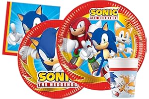 CIAO Kit Party Tavola Sonic Modern per 24 persone (112 pezzi: 24 piatti Ø23cm, 24 piatti Ø20cm, 24 bicchieri 200ml, 40 tovaglioli 33x33cm)