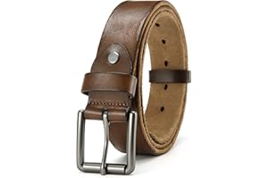 CHAOREN CR Full Grain Leather Belt for Men | Mens Belt Leather 1.5" for Casual Jeans | Oval Hole Design Easy in Easy out