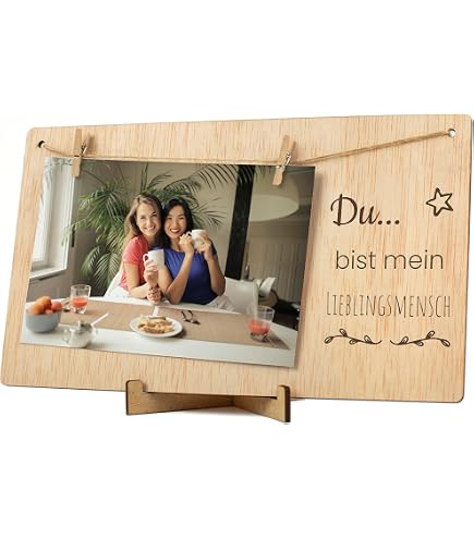 Spruchreif Bilderrahmen Aus Holz Mit Gravur „MEMORIES“ – 11x16 Cm, Inkl. Aufsteller & Fotoecken