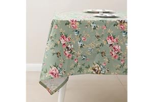 Arquiel Obrus z nadrukiem kwiatowym, prostokątny, nie marszczy się, zmywalny obrus, trwały poliestrowy obrus na stół do kuchni, jadalni (zielony, 140 x 180 cm)