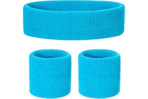 ONUPGO Kids Sweatbands Headband Wristband Set - Athletic Cotton Sweat Band for Sports (1 Headband + 2 Wristbands)
