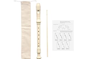 CB SKY Sopranblockflöte aus Kunststoff (Flöte) mit Reinigungsstab und Aufbewahrungstasche für Kinder/Schüler/Anfänger (Elfenbein)