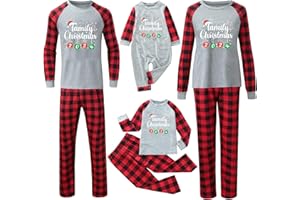LDZYXY Pigiama di Natale Famiglia Christmas Pyjama Completo Papa Figlio Costume Mamma e Figlia Uguale Neonata Pigiami Due Pezzi Manica Lunga Tuta da Casa Invernale Abbigliamento