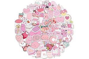 PRETTY SUNSHINE PRETTYSUNSHINE 100 Stück Wasserfest Aufkleber, Aesthetic Rosa Sticker Decals, Trendy Vinyl Vsco Stickers für Laptop Handyhülle Koffer Helm Motorrad Computer Skateboard Snowboard Auto Fahrrad MacBook