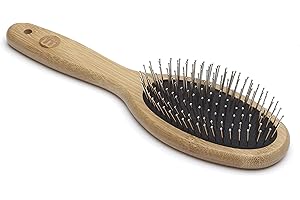 Mikki Cepillo de Mano con Púas Hecho de Bambú, para Pieles de Densidad Media a Alta, para Perros y Gatos, Fabricado con Bambú Sostenible, para Acicalar Pelajes Desaliñados, Grande 100 g