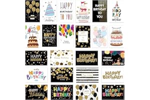 Yolistar 24 Pezzi Biglietto di Auguri Compleanno,Biglietti di compleanno con busta e adesivi,Cartoline Biglietti Piegati Compleanno per Uomini, Donne, Bambini, Biglietti Auguri di Buon Compleanno
