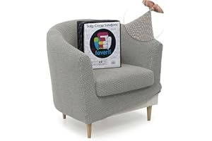 FAVERTI® Funda Super Elástica de Sillón Club con Funda de Asiento, Compatible con los sillones de IKEA TULLSTA y BAKLA | Modelo NOVELE | Gris Claro | Tejido Jacquard de Calidad Tacto Algodón