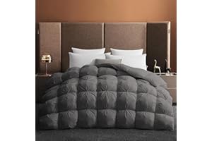 puredown Edredón Nórdico de Plumas 200x220cm, Edredón Cama 135, Todas Estaciones, Relleno Pluma y Plumón de Ganso Desde latitudes Altas, Ligero y Suave, 100% Algodón, Lavar a Maquina (Gris)