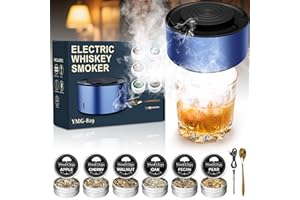 LGVOA Kit Affumicatore Elettrico per Cocktail con 6 Chips di Legno – Ricaricabile Kit Affumicatore Whisky Regalo per Uomo, Papà, Marito, Fidanzato – con Luce