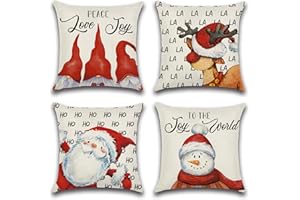 Ohok Federa decorativa per cuscino, per divano, letto, soggiorno, per interni ed esterni, giardino, fattoria, decorazione per la casa (Babbo Natale, gnomo alce pupazzo di neve)