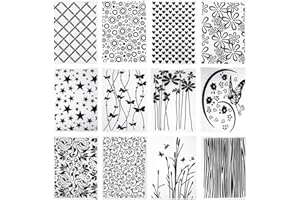 TOATELU 12 plantillas de repujado, carpeta de plástico en relieve, tarjeta de artesanía de plantilla de plástico, carpeta de repujado transparente, para el diseño de tarjetas, álbum de fotos,