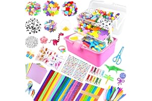 ZEIZHUBN 3000Pcs Craft Kits for Kids All in 1 Arts and Crafts Supplies for Kids 3-layered Craft Box with Pipe Cleaners DIY Crafting Homeschool Supply Toys Gifts for Girls & Boys Ages 4 5 6 7 8 9 10 11 12