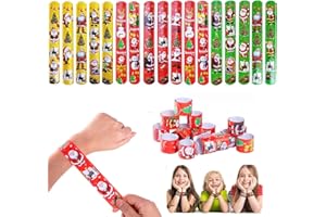Ucradle Christmas Slap Bands, 45pcs Xmas Slap Bracelets Slap Wrist Snap Bands for Kids With Christmas Patterns Party Bag Fillers Gift Party Favours for Kids School Goodie Bag(Random Design)