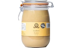 ‎NUTURAL WORLD Nutural World - Cremige Cashew- Nussbutter 100% pur (1 kg netto) im Einmachglas - Vegan, ohne Zusatz von Salz, Zucker oder Palmöl - ein Preisgekröntes Produkt
