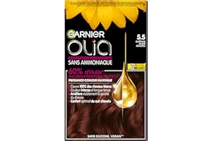 Garnier Coloration Permanente - Sans Ammoniaque - Aux Huiles Naturelles de Fleurs - Châtain Clair Acajou (5.5) - Olia