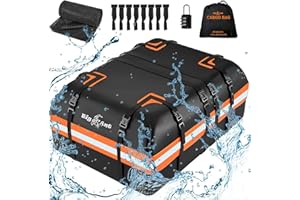 Big Ant Cofre de techo para coche, 20 pies cúbicos, bolsa de techo impermeable con rayas reflectantes y 8 ganchos para puertas, portaequipajes plegable y portátil para todos los vehículos con/sin