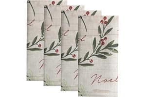 Elrene Home Fashions Holiday Tree Trimmings Fabric Napkins, Set of 4, 17 Inches x 17 Inches