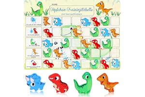 Mexgcom Töpfchen Trainingstafel Kinder Magnetisch, Töpfchentraining, 40 magnetischen Dinosaurier Aufkleber, Montessori Magnettafel, Interaktive Belohnungstafel für Toilettentraining