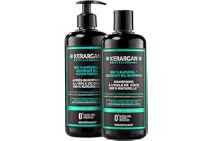 Kerargan - Duo Hidratante Champú y Acondicionador con Aceite de Coco para Cabello Deshidratado y Dañado - Nutre el Cuero Cabelludo - Sin Sulfatos, GMO, Siliconas, Aceite Mineral - 2x500 ml