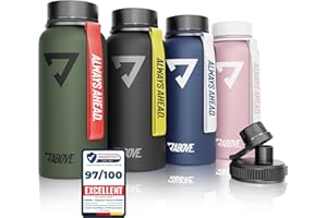 ABOVE. Borraccia Termica 1L in Acciaio Inox – Senza BPA, Doppia Parete Isolante – Mantiene Caldo 12h e Freddo 24h – 2 Tappi Inclusi per Sport e Outdoor I Scatola Regalo di Alta Qualità (Blu)