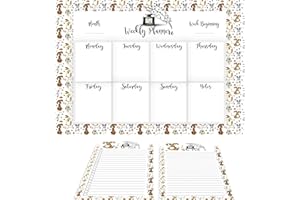 RUSTIC ROBIN Pets Recycled A4 Desk Top Weekly Planner organiser Desk pad 52 Pages To Do List Pad & Note Pad Xmas Gifts Daily Planning Shopping Lists Office Students Family Made in UK Magnetic Backing (Cute Dogs)