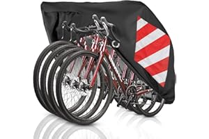 JIAWAGGAG Housse de protection pour vélo avec panneau d'avertissement - Étanche - 4 vélos - Pour camping-car, porte-bagages arrière - Petite protection contre la pluie - 200 x 130 x 110 cm