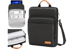 Dadanism 9-11" Tableta Bolsa de Hombro con Manejar para iPad (A16) 11", iPad Air/Pro 11", i-Pad 10.ª Gen/Air 5/4 10,9", i-Pad 9/8/7.ª Gen 10,2", Galaxy Tab A9+ 11", Tab M11/Idea Tab 11", Negro Gris