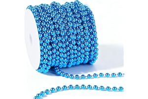 Anstore Perlenband Blau Christbaumkette Perlenkette Weihnachtsbaum Perlengirlande Perlenschnur Weihnachten Advent Hochzeit Tischdeko Zubehör DIY, 15m/Rolle 6mm Weihnachtsbaumschmuck Kunststoff Perle