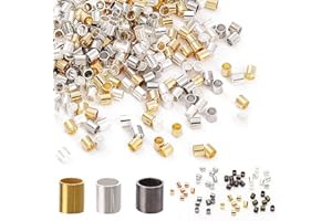 CUIDAKJ 750 Pezzi Perline a Crimpare a Tubo di Ottone, Perline Distanziali Rotonde Piatte Minuscole per la Creazione di fai da te Collane, Bracciali,1.5mm/2.0mm/2.5mm(Colore Misto)