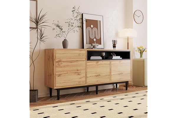 Casa & Arredamento - Aparador moderno de madera con tres puertas y estantes, montaje fácil, diseño que ahorra espacio, robust