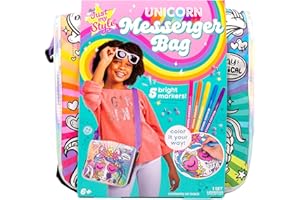 JUST MY STYLE 94320H Animals Messenger Bag Color & Embellish Your Unicorn Themed Purse, Sparkling Gemstones & 5 Bright Markers Included, Multi