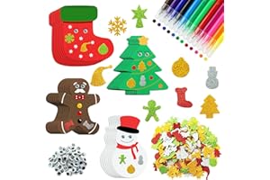 JULBEAR 258Pcs Christmas Foam Stickers Crafts DIY Stickers Kits for Kids Adhesive Christmas Art Ornament Stickers Christmas Craft Decoration Party Supplies