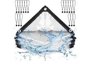 YUAENFI Abdeckplane mit Ösen Transparent 3x6m Plane Wasserdicht Abdeckplane mit Elastische Kugeln Gewebeplane Regenschutz Windschutz für Outdoor Camping Balkon Garten Gewächshaus