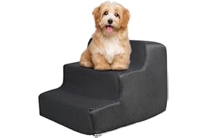 BAODBF Haustiertreppe Kleine Hunde,3 Stufen 30cm Hoch Treppe für Hunde,Katzentreppe für Alte Katzen,Waschbar rutschfest,Hundetreppe für Kleine aus Schwamm,Hunderampe Bett für Sofa,Dunkelgrau