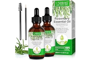 VXHDAG Rosemary Oil for Hair Growth - 100% Pure Natural Organic Rosemary Essential Oil for Eyebrow Eyelash, Nourishes The Scalp, Stimulates Hair Growth for All Hair Types (2 Pack 2x60ML)
