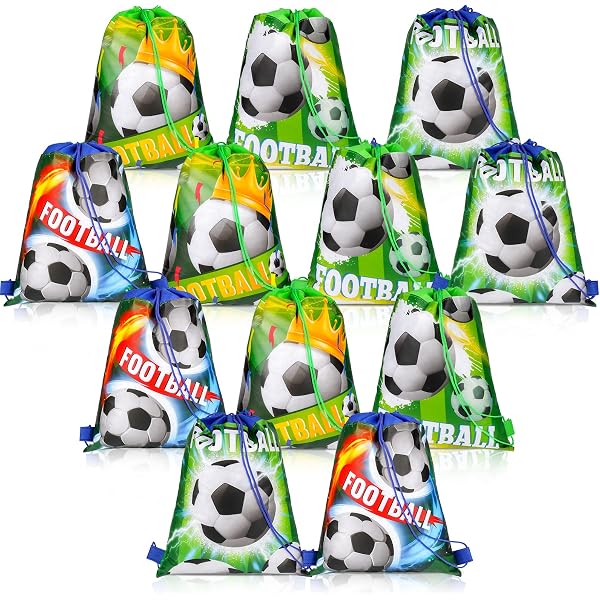 12 Sacchetti Regalo A Tema Calcio In Carta Kraft | Borse Per Caramelle E Piccoli Regali Da Festa