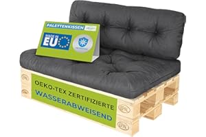 ‎PILLOWS24 Pillows24 – Palettenkissen – 2-teiliges Set | Palettenauflage für Palettensofa | Sitz- und Rückenkissen für Europaletten | Palettenmöbel Indoor & Outdoor, UV-beständig | Made in EU | Graphit