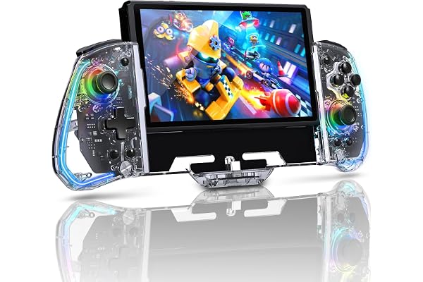 NexiGo Gripcon, (Gen 2, sans Morte-Zone) Contrôleur OLED Switch/Switch Amélioré pour Le Mode Portable, Conception Ergonomique avec Gyroscope à 6 Axes, Cristal