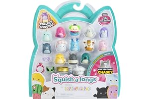 Squish-a-longs Paquete de 14 – Serie 1, Wave 2 – (14) Mini-Squish de 1 Pulgada con (4) Accesorios, (1) Accesorio de Anillo y (1) guía de coleccionista – Colecciona, intercambia y Juega