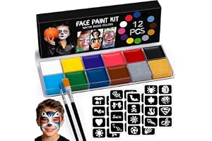 Halloween Makeup Set Barn Smink - 12 Fargeransiktsmalning Makeup Barn Flickor, Oljig AkroppsmaIningsfarger Hog Fargatergivning for Teatersmink