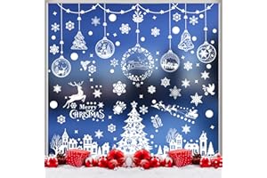 SCIONE 243 szt. świątecznych naklejek na okna, 9 arkuszy, kreskówkowe świąteczne dekoracje okienne, artykuły imprezowe, wielokrotnego użytku, dwustronne, statyczne, okienne, do domu