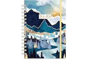 ARTFAN Agenda 2024 2025 - Calendrier 2024 2025 de Août 2024 à Juillet 2025 - Agenda hebdomadaire A5 avec poche intérieure - Fermeture élastique - Calendrier 2024-16,1 x 8,5 pouces - Bleu