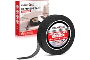 FIXCHORD Saumband, Saumband zum Aufbügeln, Bügelband zum Aufbügeln, Bügelband zum Kürzen für Vorhänge, Bügelkleber für Textilien, Gardinen kürzen ohne Nähen (Schwarz, 30m x 20mm)