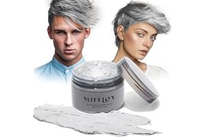 MIFELOY Temporary Silver Gray Hair Color Wax 120g, Instant Hairstyle Cream Dye, Disposable Coloring Mud for Men Women Youth, Grey Natural Styling Pomades for Party Cosplay DIY Halloween