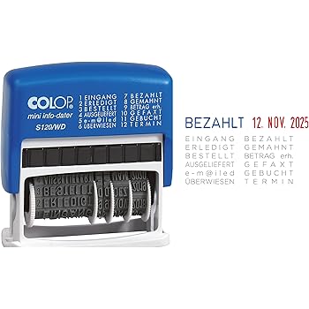 COLOP Woordbandstempel S120/W - bevat 12 verschillende teksten in één stempel, 6,80 x 2,60 x 4,60 cm COLOP Woordbandstempel S120/W - bevat 12 verschillende teksten in één stempel, 6,80 x 2,60 x 4,60 cm
