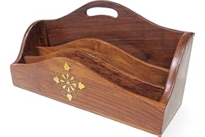 PURITY STYLE Large Polished Wood Letter Rack with Brass Inlay