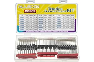 ALLECIN 20 Valeurs Kit de Diode 1N4001 1N4002 1N4003 1N4004 1N4005 1N4006 1N4007 1N4148 1N5404 1N5406 1N5408 1N5817 1N5819 1N5822 RL207 UF4007 FR107 FR207 15SQ045 10A10 Diodes Schottky Redressement
