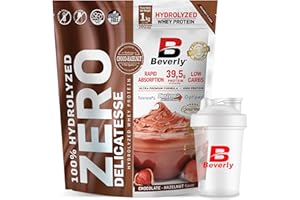 BEVERLY NUTRITION Beverly Hydrolizowane białko doskonałe trawienie i smak | 85% Białko | 1 Kg | Smak czekolady orzech laskowy | Masa mięśniowa i odzyskiwanie | Darmowy mikser