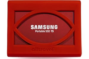 External Solid State Drive Bump Sleeve for Samsung T5 Portable 250GB 500GB 1TB 2TB SSD USB 3.0 External Solid State Drives, Super Strong Bumper Anti Shock, Shake and Drop, by Alltravel (Red)