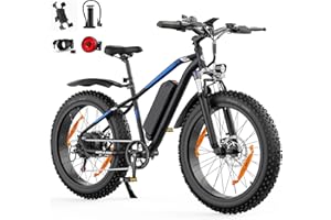 AOIHO Electric Bike, 26" × 4.0" Fat Tyre Electric Mountain Bike with 48V 15Ah/13Ah Battery, 80NM 250W Motor, 5 PAS LCD Display, Electric Bike for Adults 100-120KM Range, E Bike for Men Women MTB